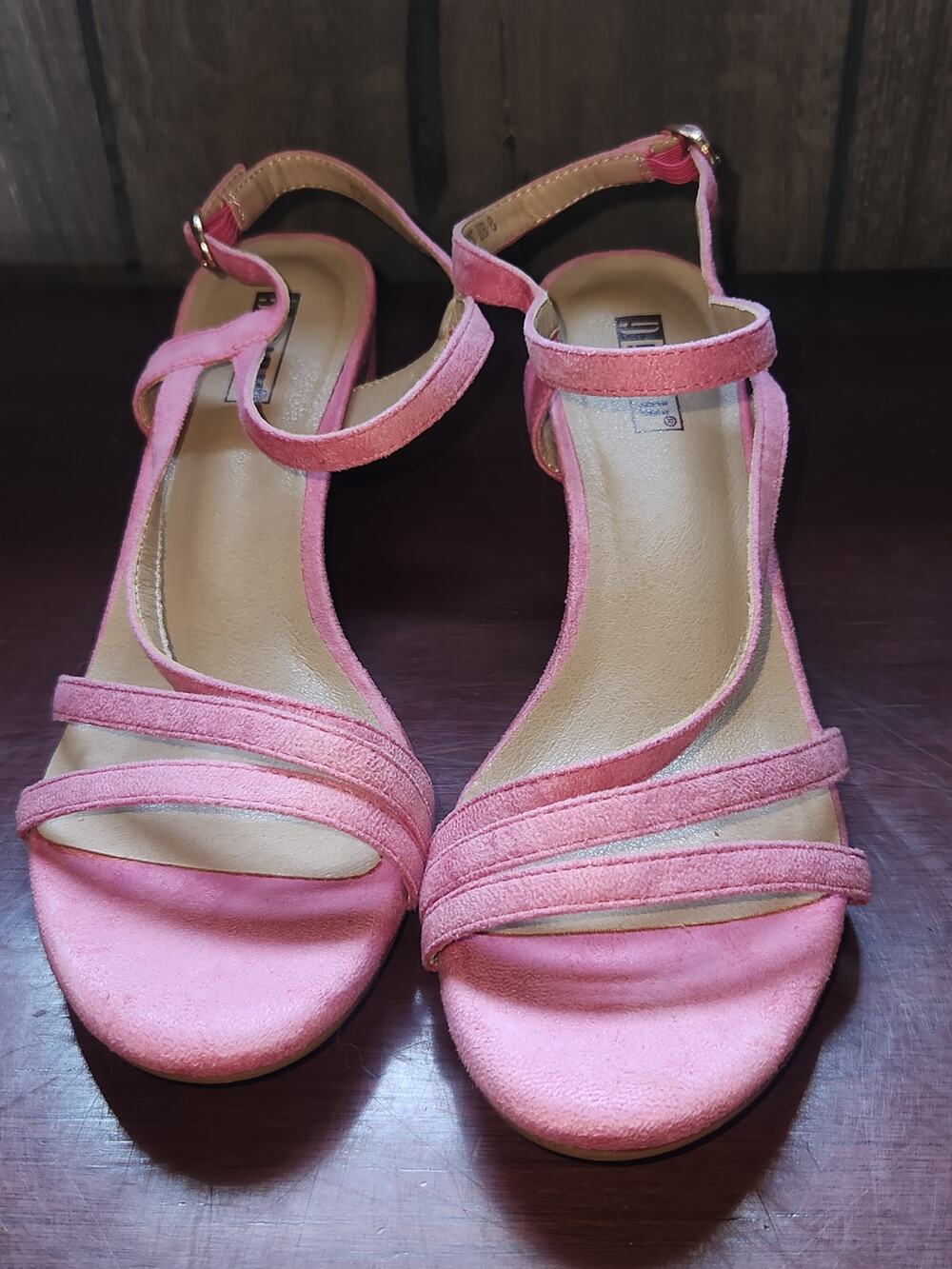 DIDIFU Pink Strappy Block Heel Sandals Ankle Strap Women's Shoes